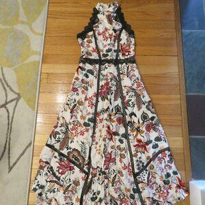Lace-Trim A-Line Dress - By Anthropologie - Size 8 - Floral/Lined/Pockets
